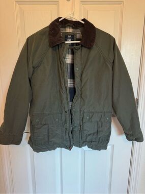 GAP Olive Green Jacket with Brown Corduroy Collar